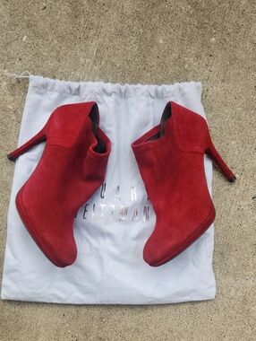 Stuart Weitzman Red Suede Ankle Booties